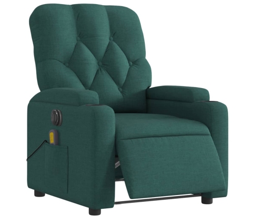 Sillón reclinable de masaje eléctrico tela verde oscuro