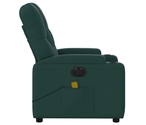 Sillón reclinable de masaje eléctrico tela verde oscuro