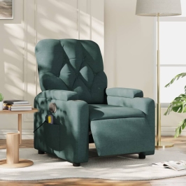 Sillón reclinable de masaje eléctrico tela verde oscuro