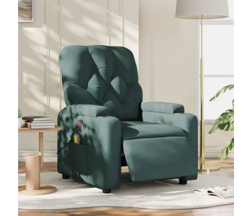 Sillón reclinable de masaje eléctrico tela verde oscuro