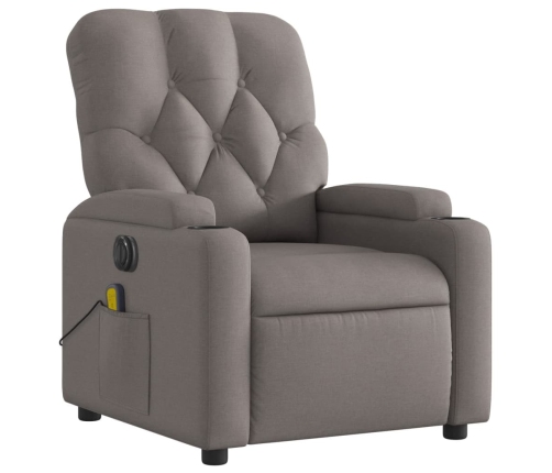 Sillón reclinable de masaje eléctrico tela gris taupe