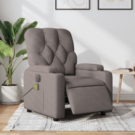 Sillón reclinable de masaje eléctrico tela gris taupe