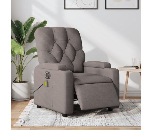 Sillón reclinable de masaje eléctrico tela gris taupe