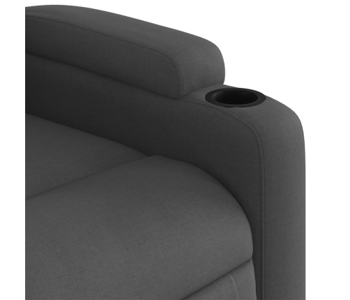 Sillón reclinable elevable de tela gris oscuro