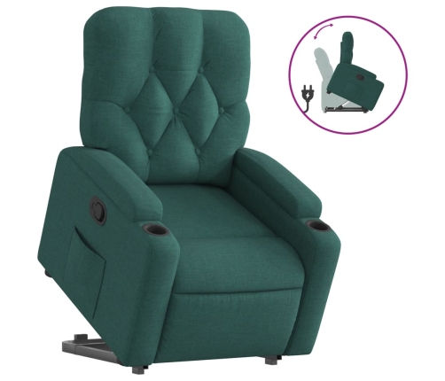 Sillón reclinable elevable tela verde oscuro