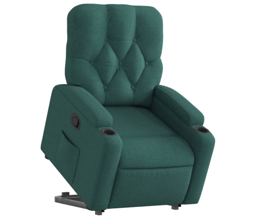 Sillón reclinable elevable tela verde oscuro