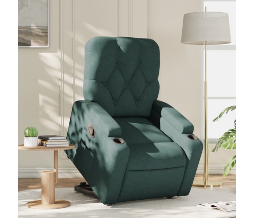 Sillón reclinable elevable tela verde oscuro