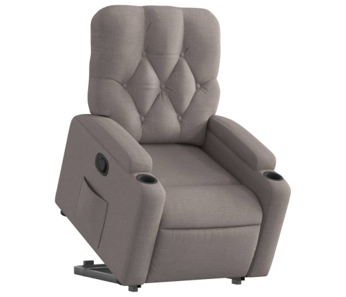 Sillón reclinable elevable tela gris taupe