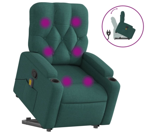 Silla de masaje reclinable de pie de tela verde oscura