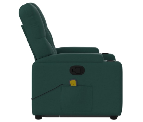 Silla de masaje reclinable de pie de tela verde oscura