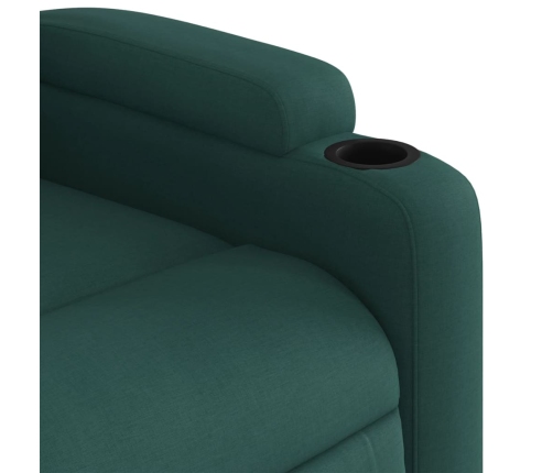 Silla de masaje reclinable de pie de tela verde oscura