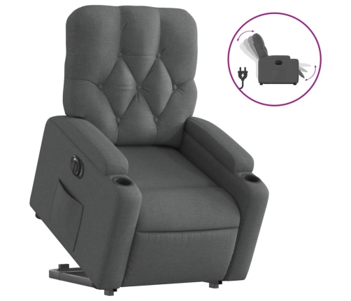 Sillón eléctrico reclinable elevable de tela gris oscuro