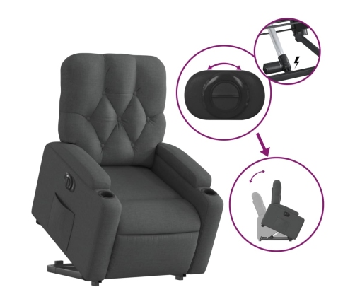 Sillón eléctrico reclinable elevable de tela gris oscuro