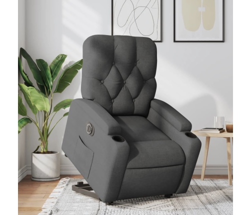 Sillón eléctrico reclinable elevable de tela gris oscuro