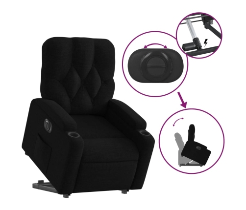 Sillón eléctrico reclinable elevable de tela negro