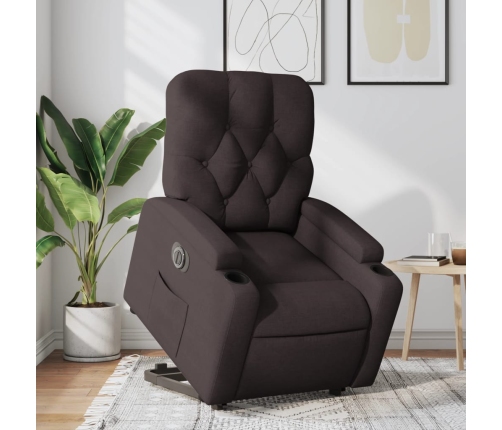 Sillón eléctrico reclinable elevable de tela marrón oscuro