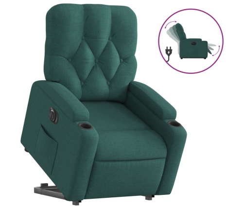 Sillón eléctrico reclinable elevable de tela verde oscuro