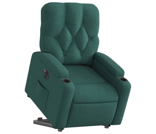 Sillón eléctrico reclinable elevable de tela verde oscuro