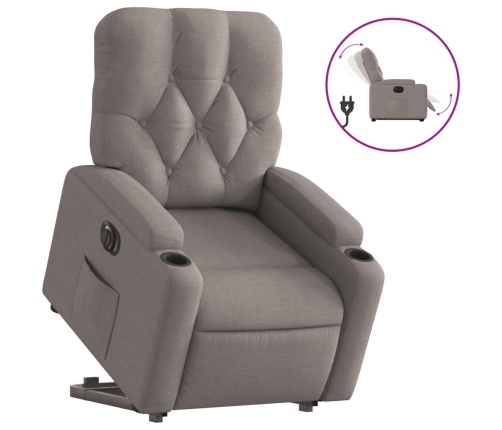 Sillón eléctrico reclinable elevable de tela gris taupe