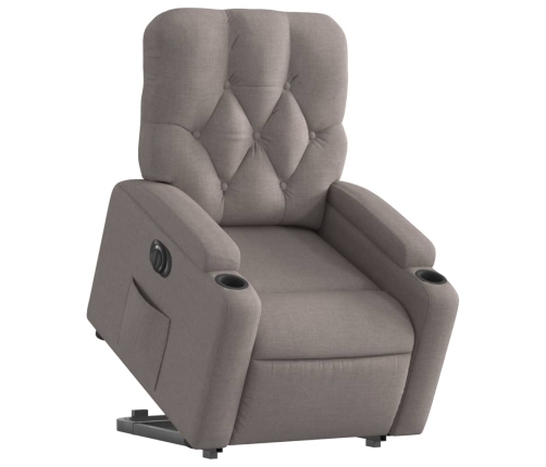 Sillón eléctrico reclinable elevable de tela gris taupe