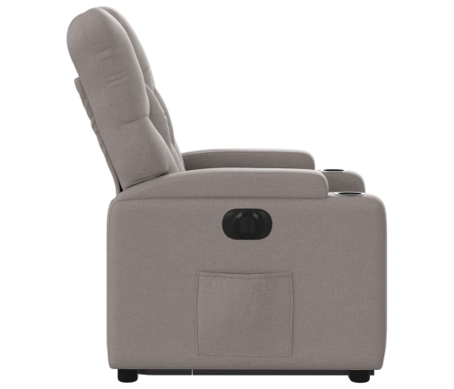 Sillón eléctrico reclinable elevable de tela gris taupe