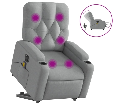 Sillón de masaje eléctrico reclinable elevable tela gris claro