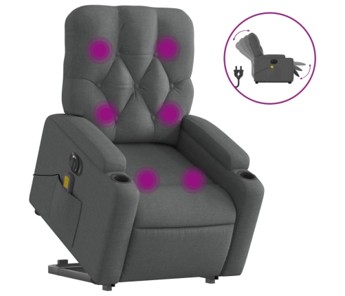 Sillón de masaje eléctrico reclinable elevable tela gris oscuro