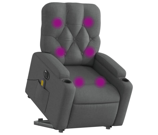 Sillón de masaje eléctrico reclinable elevable tela gris oscuro