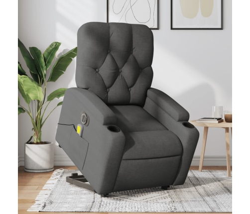 Sillón de masaje eléctrico reclinable elevable tela gris oscuro