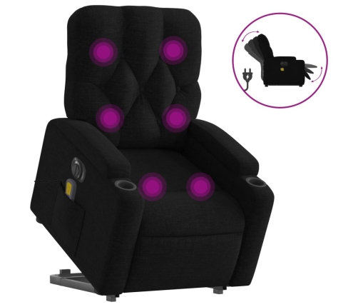 Sillón de masaje eléctrico reclinable elevable tela negro