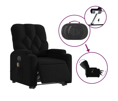 Sillón de masaje eléctrico reclinable elevable tela negro