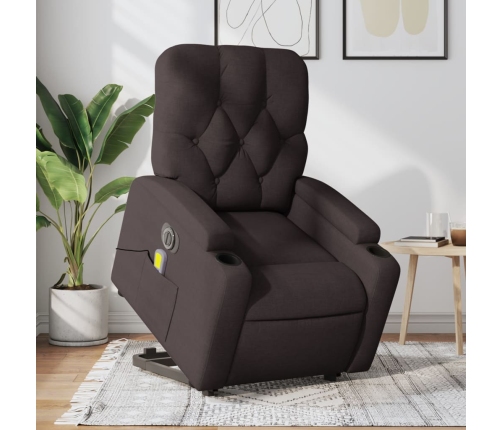 Sillón masaje eléctrico reclinable elevable tela marrón oscuro