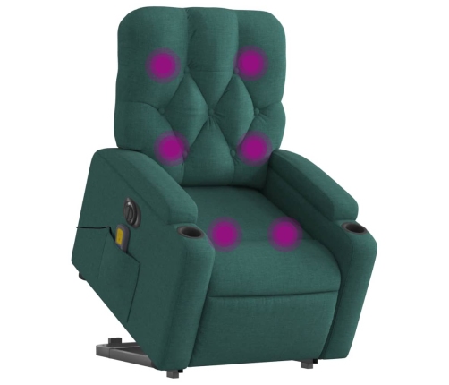 Sillón masaje eléctrico reclinable elevable tela verde oscuro