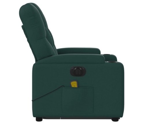 Sillón masaje eléctrico reclinable elevable tela verde oscuro