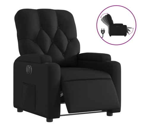 Sillón reclinable eléctrico de cuero sintético negro