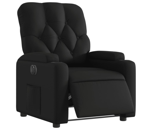 Sillón reclinable eléctrico de cuero sintético negro