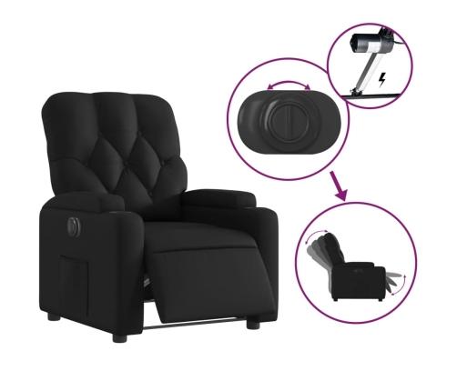 Sillón reclinable eléctrico de cuero sintético negro