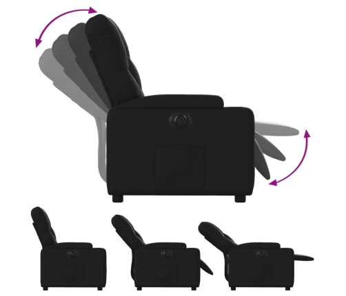 Sillón reclinable eléctrico de cuero sintético negro