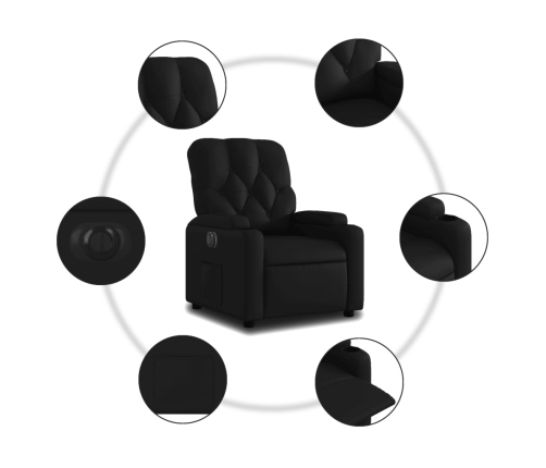 Sillón reclinable eléctrico de cuero sintético negro