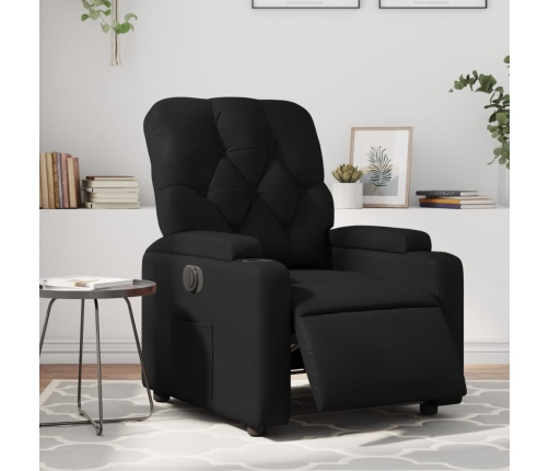 Sillón reclinable eléctrico de cuero sintético negro