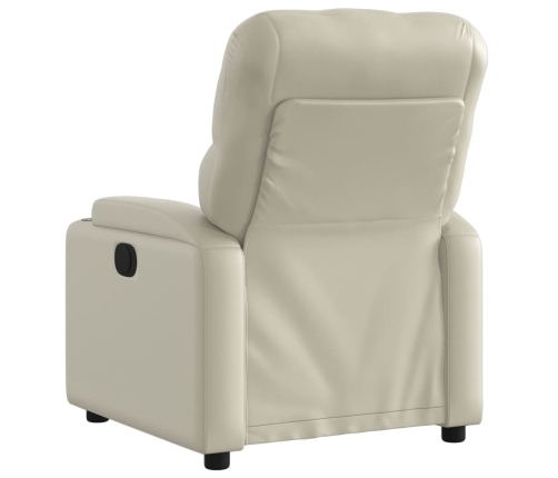 Sillón reclinable eléctrico de cuero sintético crema