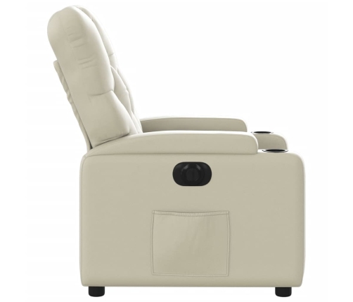 Sillón reclinable eléctrico de cuero sintético crema