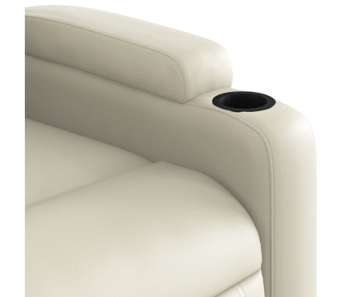 Sillón reclinable eléctrico de cuero sintético crema