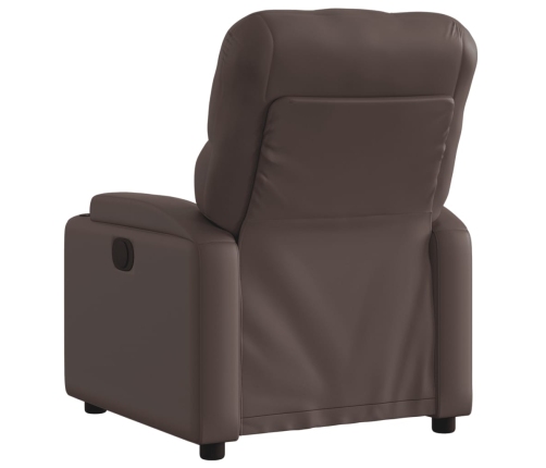 Sillón reclinable eléctrico de cuero sintético marrón