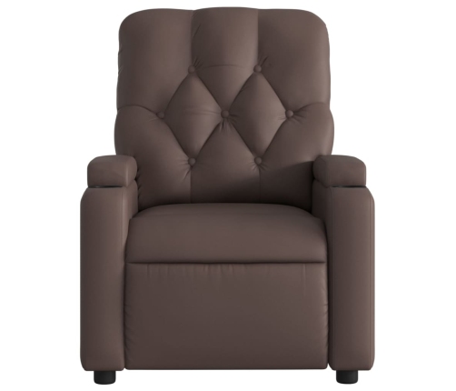 Sillón reclinable eléctrico de cuero sintético marrón