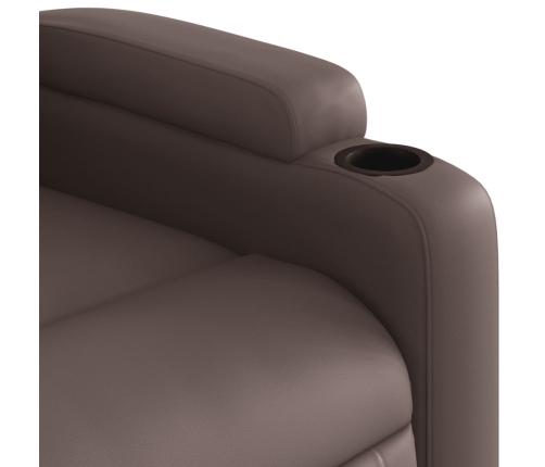 Sillón reclinable eléctrico de cuero sintético marrón