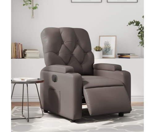 Sillón reclinable eléctrico de cuero sintético marrón