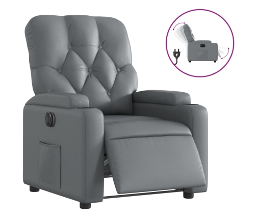 Sillón reclinable eléctrico de cuero sintético gris