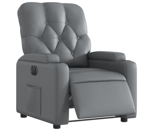 Sillón reclinable eléctrico de cuero sintético gris