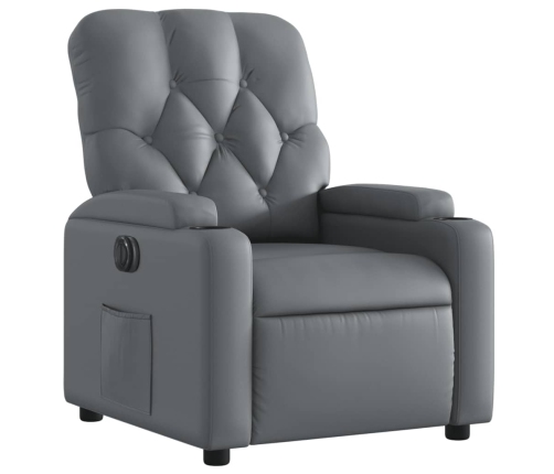 Sillón reclinable eléctrico de cuero sintético gris